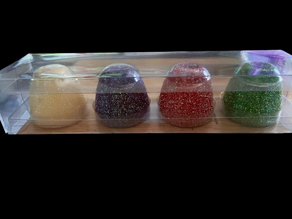 Department 56 Glitter Scented Round Candles 4-Pack Holiday Colors 56.86804